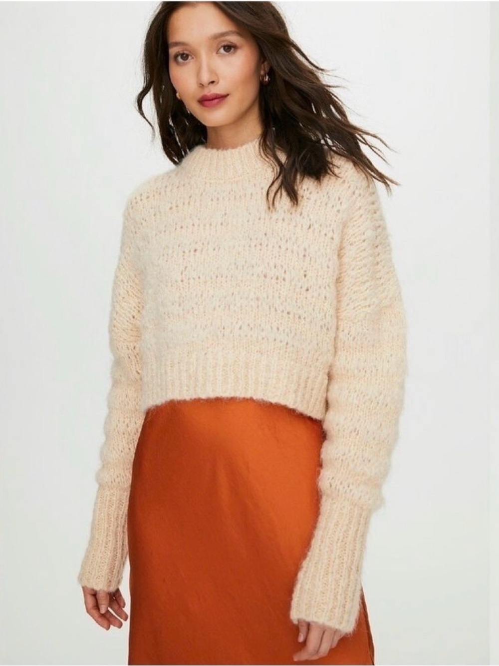 Aritzia Wilfred Lune Alpaca Sweater Large alpaca wool cream mock neck Soft Girl
